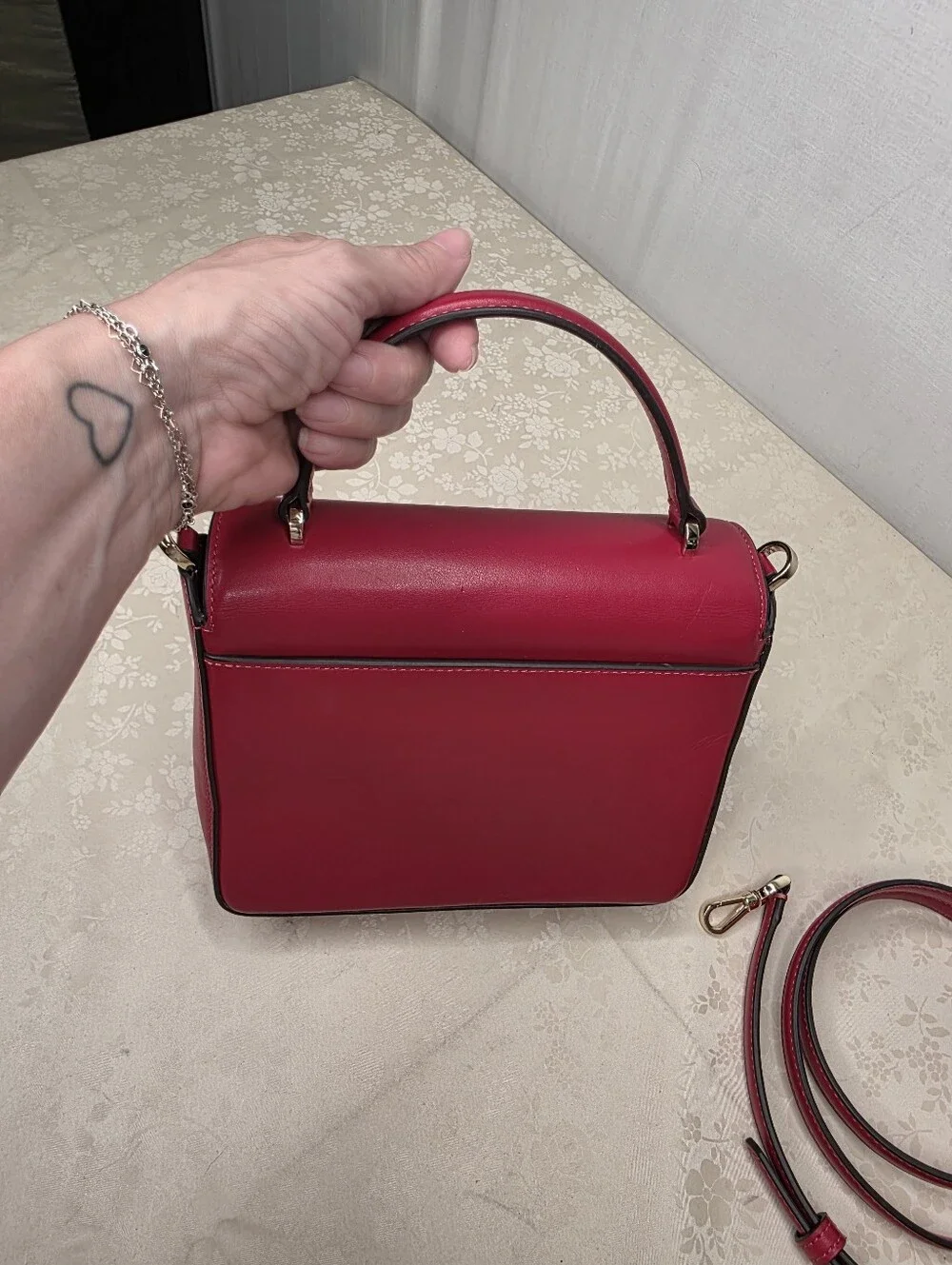 Kate Spade Red Leather Flap Top Handle Crossbody Bag Satchel